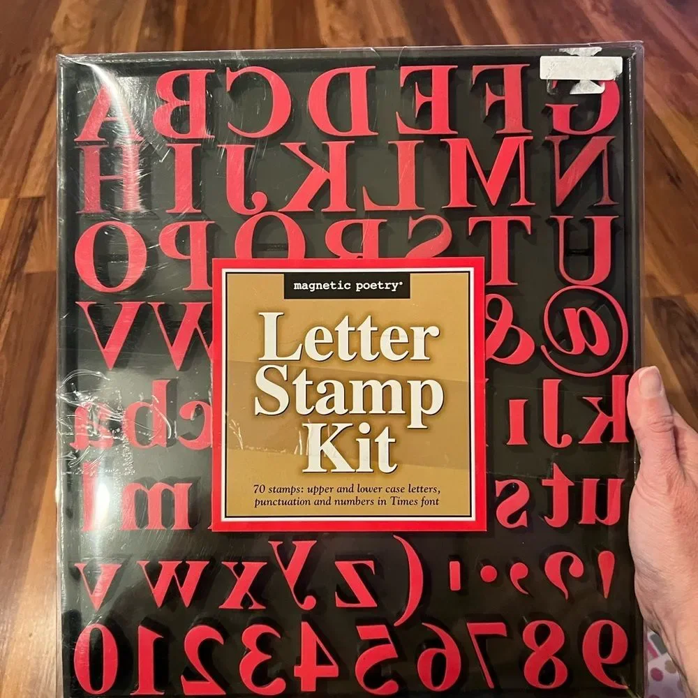 Letter stamp kit and traditional Christmas scrapbook tin